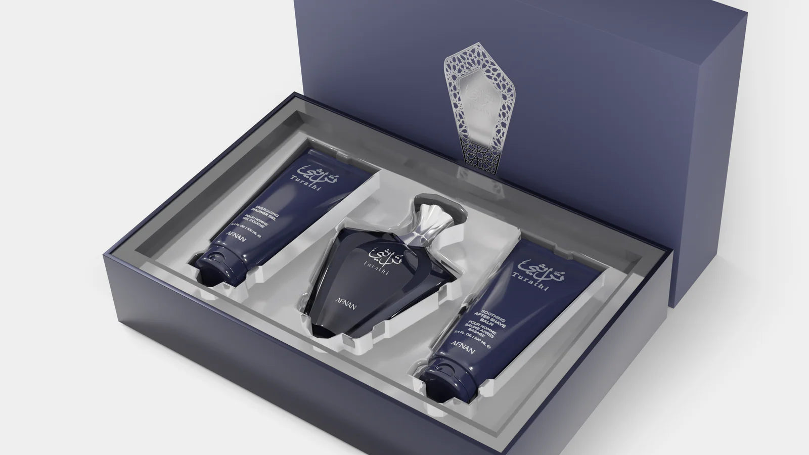 Afnan Turathi Blue Gift Set – 90 ml Eau de Parfum + Shower Gel & After Shave Balm