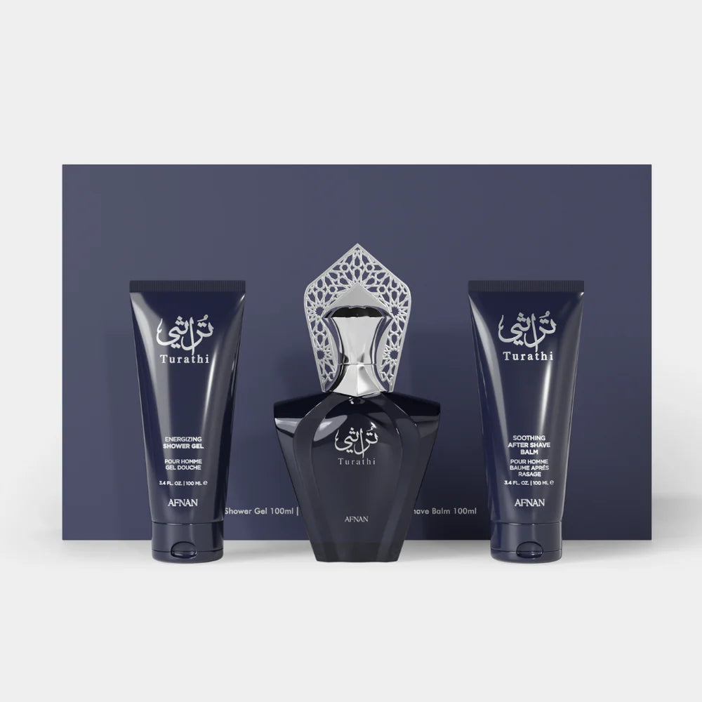 Afnan Turathi Blue Gift Set – 90 ml Eau de Parfum + Shower Gel & After Shave Balm